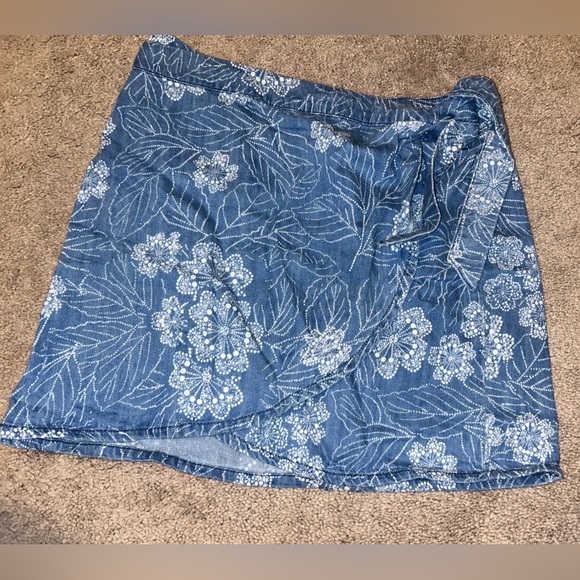 Free People Denim Floral Wrap Skirt - Picture 3 of 5